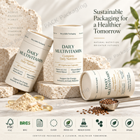 Emballage personnalisé en tube de papier pour compléments vitaminiques, boîte cylindrique en carton imprimée OEM pour capsules, gommes et poudres nutritionnelles