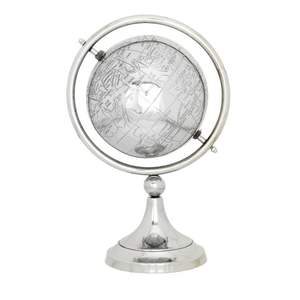 Antique Decorative Aluminum World Globe | Vintage Desktop Globe for Education | Metal <b>Desk</b> Accessory Home Office Decor Classic - Product Image 1
