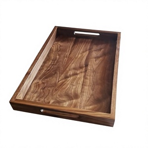 Plateau de service en bois décoratif, écologique, sûr pour les aliments, jetable, avec poignées, fait main, personnalisé, pour usage domestique et traiteur - Product Image 2