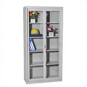 Meuble de bureau : Armoire de classement métallique réglable avec 2 portes vitrées, verrouillable, grande capacité de rangement, idéal pour bibliothèque et salle de sport - Product Image 3