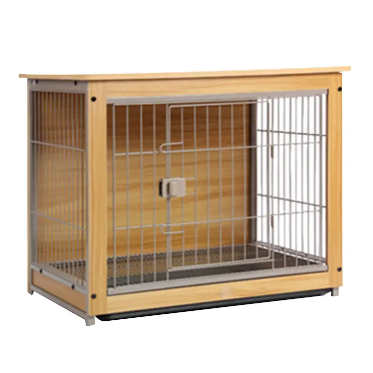 Vente chaude de luxe mobile en bois chien cage meubles portable petit animal de compagnie maison caisse intérieur chien chenil extérieur