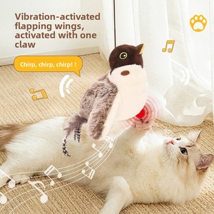 Jouet en peluche <span class=keywords><strong>pour</strong></span> chat, best-seller transfrontalier, en forme d'oiseau, avec herbe à chat intégrée, sons d'oiseaux réalistes, alimentation électrique automatique - Product Image 2