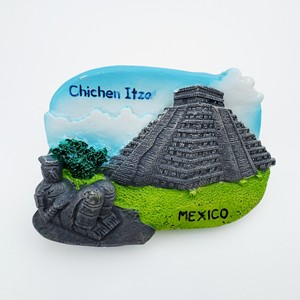 Aimant de réfrigérateur 3D en résine en gros, souvenir de voyage Itza <span class=keywords><strong>Mexique</strong></span>, aimant de réfrigérateur 3D en résine avec l'attraction emblématique d'Itza - Product Image 1