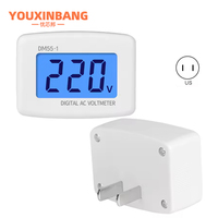 Voltmètre numérique EU USA Plug Voltmètre Prise de courant Testeur de tension à affichage LCD Voltmètre 110V 220V Panneau mural Voltmètre DM55-1