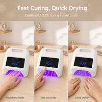 Lampe UV/LED professionnelle rechargeable 72W à séchage rapide avec 36 ampoules quartz et base détachable