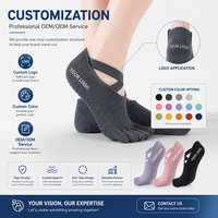 Chaussettes de yoga pour femmes à brides croisées, antidérapantes, pour Pilates, Barre, Ballet, athlétiques, respirantes, à cinq doigts séparés avec grip