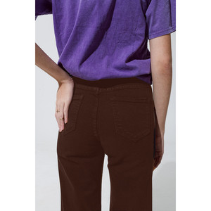 Jeans Rectos Color Marrón con Brillo Metálico Dorado - Product Image 3