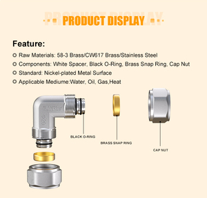 Ifanplus ASTM f877 Sliver <span class=keywords><strong>pex</strong></span> 16mm-32mm khớp nối khuỷu tay TEE phụ kiện nén đồng thau - Product Image 3