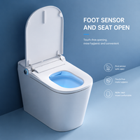 Bidet intelligent en céramique sur pied avec siège chauffant, télécommande, double chasse d'eau et siphon en S