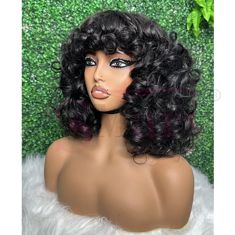 Raw Indian Hair Machine Bang Wig Vendor Wholesale 100% Human Hair Suppliers SDD Quality Hand Made Wig Cuticle Aligned Hair