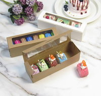 Boîte d'Emballage Chocolat Biscuit avec Fenêtre en Papier Kraft Blanc à Montage Automatique, Conteneur de Pâtisserie Monobloc, Boîte à Macarons