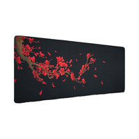 Grand tapis de souris de jeu XVX pour bureau, noir, fleurs de prunier, XXL, 35,4 x 15,7 pouces, imperméable, antidérapant, base en fibre, tapis de bureau