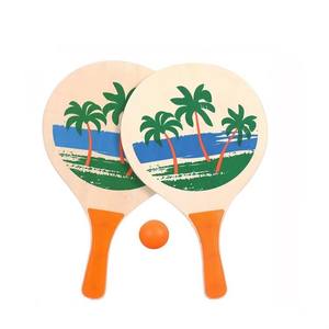Raquette de tennis de plage verte personnalisée avec logo promotionnel, bois, emballage PP non toxique - Product Image 1