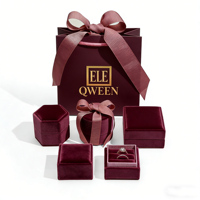 Ensemble de boîtes cadeaux de luxe en velours personnalisées avec logo pour bijoux de mariage (boucles d'oreilles, bagues, colliers) avec pochette offerte