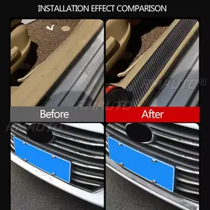 Protector de Umbral de Puerta de Coche, Protector de Parachoques, Tira Protectora de 100 cm, Película Adhesiva de Fibra de Carbono Antiarañazos para Coche, SUV, Camioneta, Universal - Product Image 2
