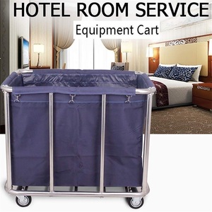 China Fabriek Hotel Metalen Zware Grote Wasserette Commerciële Vuile Rvs Linnen Winkelwagen <span class=keywords><strong>Trolley</strong></span> Met Wielen - Product Image 2