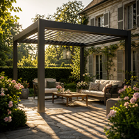Pergola motorisée rétractable en aluminium à lames orientables, design écologique pour jardin, barbecue extérieur, pavillon, lames réglables