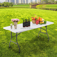 Tables pliantes rectangulaires en plastique HDPE blanc de 180 cm pour la restauration et les banquets, vente en gros directe d'usine