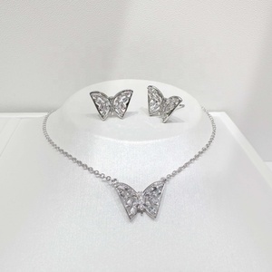 wholesale plata 925 <b>silver</b> <b>necklace</b> and earring <b>set</b> korean gold plated gift luxury bridal women fashion butterfly jewelry <b>sets</b> - Product Image 2