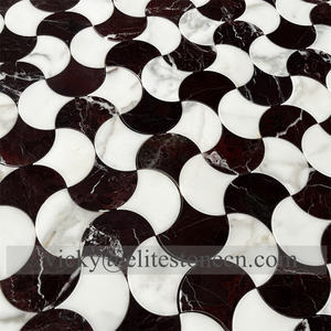 カラーラ白色大理石モザイク24X24ストーンタイル工場セクター形状 - Product Image 1