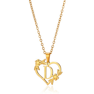 Colliers en gros en acier inoxydable pour femmes, avec initiale en forme de cœur ajouré, lettres de l'alphabet A-Z (26 lettres) - Product Image 6