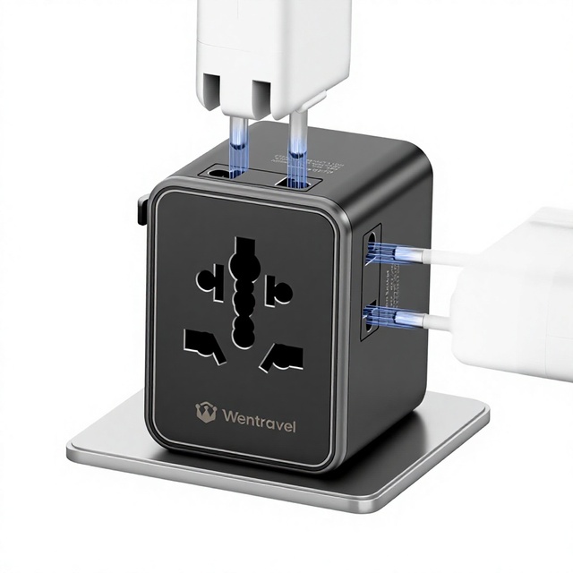Global Universal Travel Adapter 45W Fast Charging Dual-Sided AC Outlet Multifunctional All-Purpose Plug for International Use