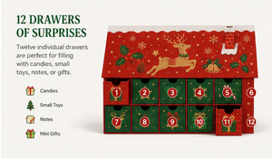 Custom Red House Shaped 12 Days Advent Calendar <b>Box</b> with Drawers Rigid Cardboard <b>Christmas</b> Blind <b>Box</b> Mystery Packaging Gift - Product Image 6