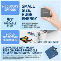 Chargeur rapide Type-C 30W PD3.1 (version coffret cadeau) avec protection ignifuge et anti-chute pour écouteurs, montres et plus encore