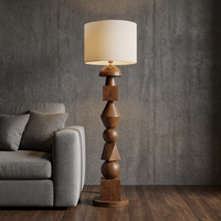 Lampadaire moderne en bois, design minimaliste, avec abat-jour en tissu et LED, idéal pour hôtel, salon, chambre, villa, coin lecture, décoration