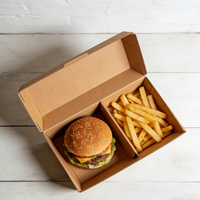 Dossiers en papier pour la livraison de nourriture rapide, biodégradables, écologiques, avec logo personnalisé, pour hamburgers et frites, avec gaufrage