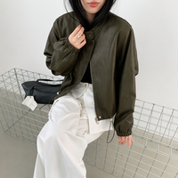 Blouson bomber court en similicuir PU pour femme, coupe-vent uni, idéal pour l'automne et le streetwear