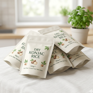 Riz de Konjac Séché Pré-cuit Prêt à Consommer en Gros 100g Faible en Gras Substitut de Repas Riz Auto-chauffant - Product Image 1