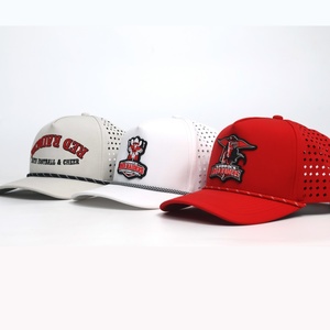 Casquette de camionneur personnalisée imperméable à 5 panneaux, perforations découpées au <span class=keywords><strong>laser</strong></span>, logo brodé en 3D, performance personnalisée, golf, 100% polyester - Product Image 6