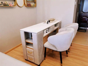 Paquete de muebles de salón de belleza Kisen, barra de uñas, escritorio, MESA DE MANICURA, mesas de manicura de lujo con mechones con silla para uso en salón de uñas - Product Image 6