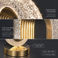 Lampe de table LED moderne en cristal, rechargeable par USB, à intensité variable tactile, veilleuse 3 couleurs, lampe de chevet, lampe de bureau, décoration d'intérieur, cadeau