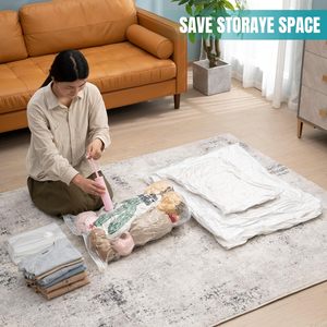 Sac <span class=keywords><strong>de</strong></span> compression pliable <span class=keywords><strong>sous</strong></span> <span class=keywords><strong>vide</strong></span> avec fermeture éclair pour vêtements, literie, chaussures – Housse anti-poussière pour armoire ou voyage - Product Image 4