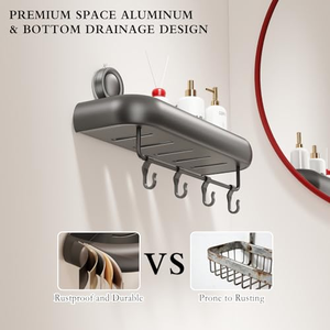 Support de rangement à ventouse pour lavabo de salle de bain, organiseur de gel douche sans perçage - Product Image 2