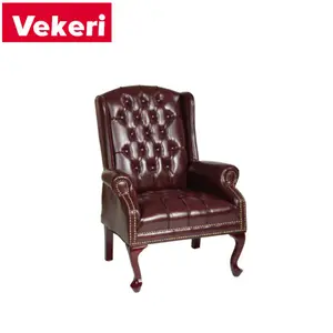 מלוטש ומודרני נקי נוח אוכל כיסא עם אדום חום מוצק עץ בסיס כורסא
