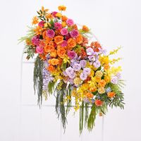 Ensemble de fleurs artificielles faites à la main en rose, orange et violet, style macaron, pour mariage, cadre photo de bienvenue, fleurs murales et allée.