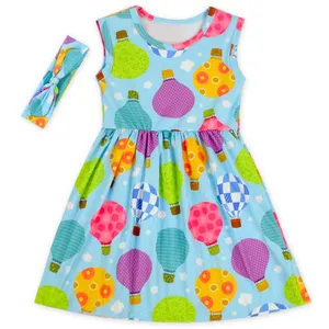 Digitaldruck Anpassung Niedliche ärmellose Boutique-Kleidung Sommer Baby Mädchen Kleid Designs Snap Back Baby Kinder Kleidung