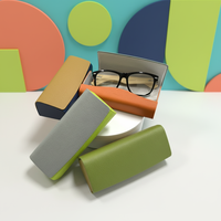 Étui à lunettes élégant et tendance de marque, rectangulaire, bicolore, en patchwork, en PU, rigide, fait main, 6 pouces+