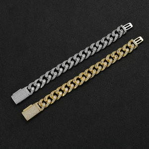 Pulsera de Cadena Cubana de 16 mm con Gotas de Agua, Pulsera Hip-hop de Una Sola Fila Llena de Zirconio, Collar de Moda Tanjing Lijing - Product Image 1