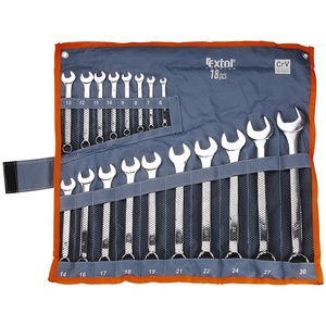 6734 EXTOL PREMIUM 18 pieces 6-30 mm high quality workshop combination ratchet wrench tool sets with Nylon pouch