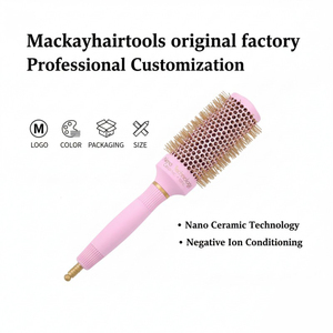 Custom Packaging professionale salone rotondo <span class=keywords><strong>spazzola</strong></span> per <span class=keywords><strong>capelli</strong></span> in ceramica con Logo privato tecnologia Nano per <span class=keywords><strong>capelli</strong></span> lisci - Product Image 5