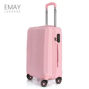 Maleta de equipaje para chicas, Maleta de viaje con logotipo personalizado, ABS, PC, rígida, color rosa