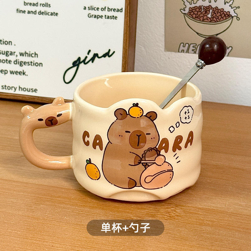 [Cup Round Spoon] Capybara Stacking Cups - Knocking on a Wooden Fish