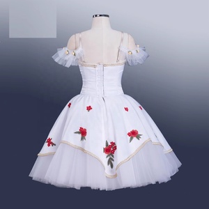 <span class=keywords><strong>Blanco</strong></span> <span class=keywords><strong>brillante</strong></span> satén rojo bordado flores vestido de escenario hecho a medida el despertar de Flora Ballet disfraz tutú - Product Image 4