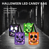 Sac de rangement mignon pour bonbons et accessoires de décoration d'Halloween classique de la marque GALA, avec panier lumineux LED portable