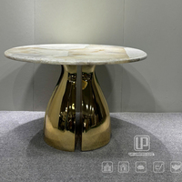 Table d'appoint en marbre italien de qualité supérieure avec finition dorée, design haut de gamme, durable, facile à nettoyer, pour salon et chambre à coucher