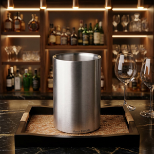 Cubo Enfriador de Vino Aislado de Acero Inoxidable Duradero de 5L con Diseño Floral y Forma Redonda para Fiestas, Hogar, Bar y Restaurante - Product Image 4